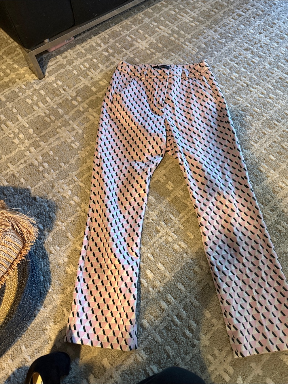 Max Mara high waisted capri  Pink Geometric Stretch Trousers